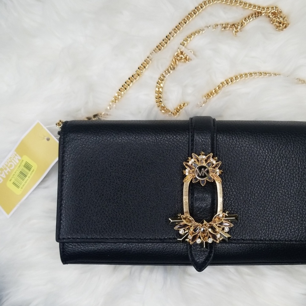 NWT MICHAEL KORS BELLAMIE LARGE LEATHER CLUTCH WOC - Picture 2 of 8